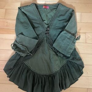 Green Ruffled Cardigan